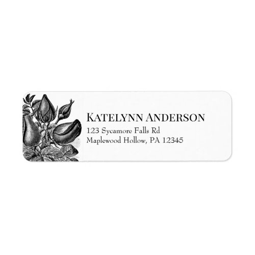 Black and White Roses Gothic Return Address Label