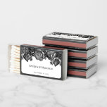 Black and White Roses Gothic Wedding Matchboxes<br><div class="desc">These custom party favors are perfect for weddings,  engagement parties and other special events. The matchboxes feature illustrations of black and white roses in an antique engraving style and your own text in bold,  black print lettering set against a plain white background.</div>