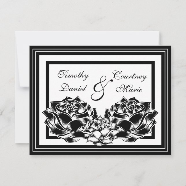 Black and White Roses Invitation (Front)