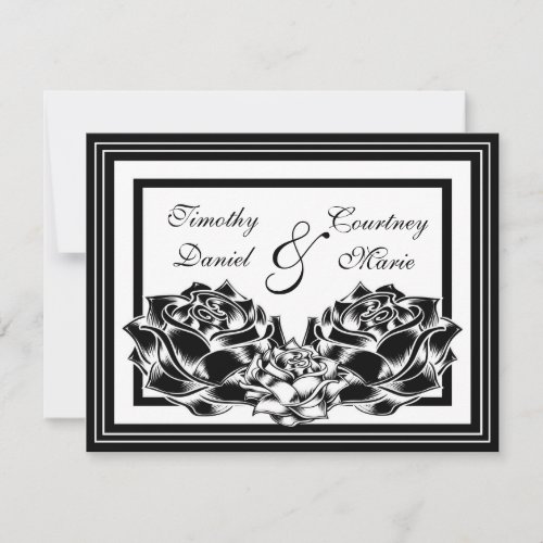 Black and White Roses Custom Announcements