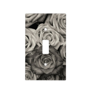 Black and White Roses Light Switch Cover