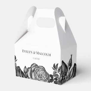 Black and White Roses Minimalist Wedding Favor Boxes