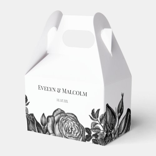 Black and White Roses Minimalist Wedding Favor Boxes