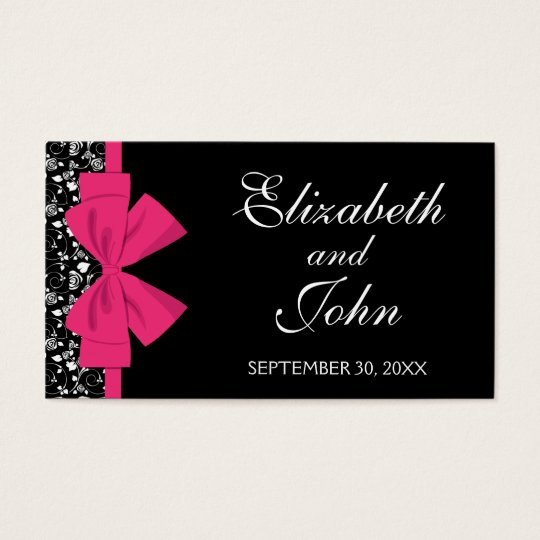 Black And White Roses Pink Bow Business Card