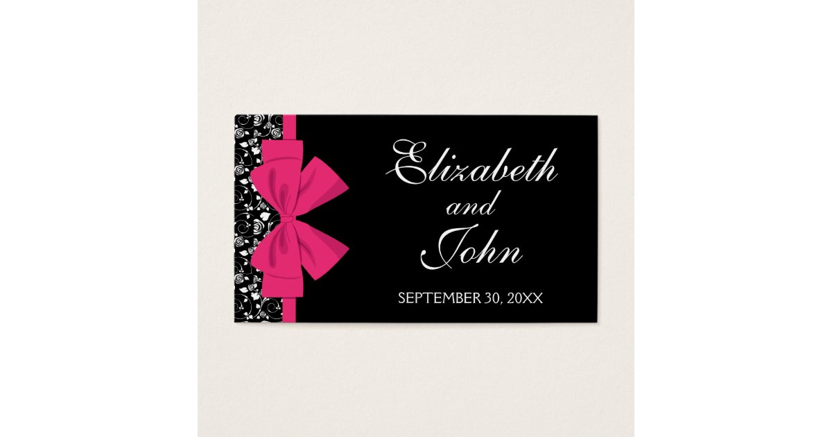 Black And White Roses Pink Bow Business Card
