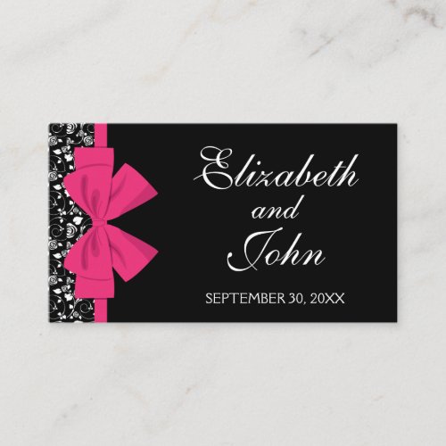 Black and White Roses Pink Bow Business Cards