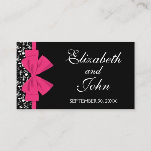 Customizable Black and White Roses Pink Bow Business Cards