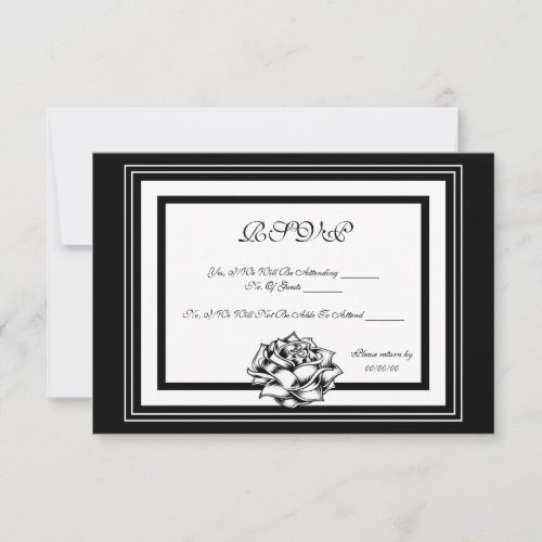 Black and White Roses RSVP Card