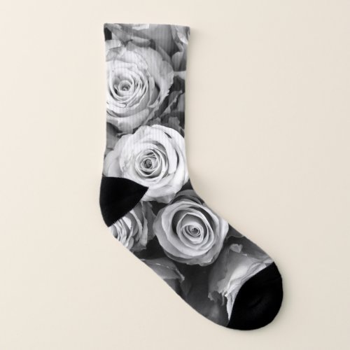 Black And White Roses Socks