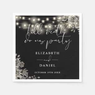 Black And White Roses String Lights Gothic Wedding Napkins