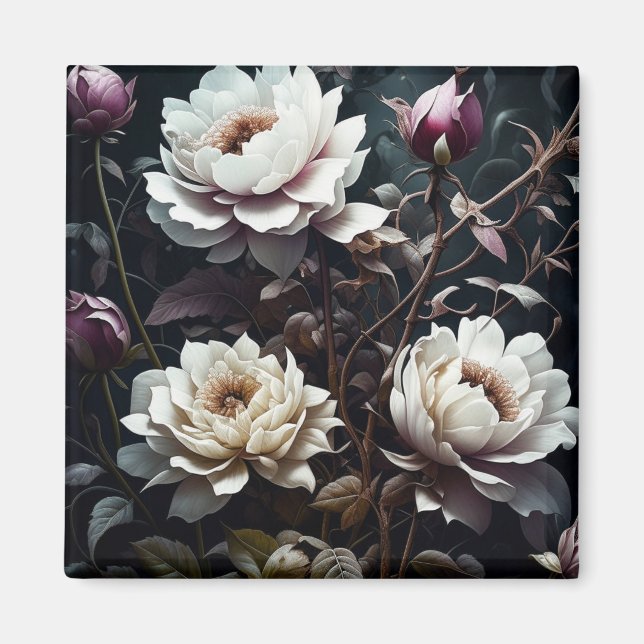 Black and White Roses Watercolor ai art Magnet (Front)