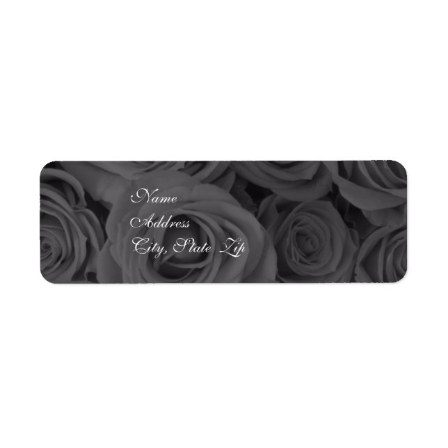 Black and White Roses Wedding Address Label (Front)