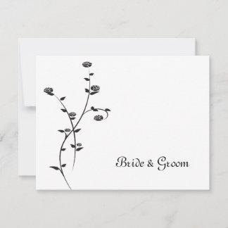 Black and White Roses Wedding Flat Stationery Note Card