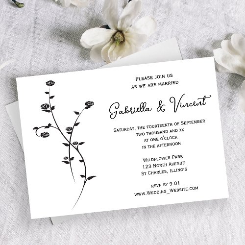 Black and White Roses Wedding Invitation