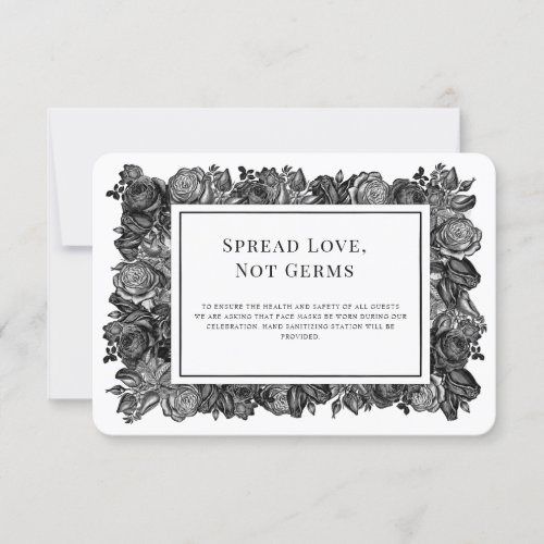 Black and White Roses Wedding Safety Card