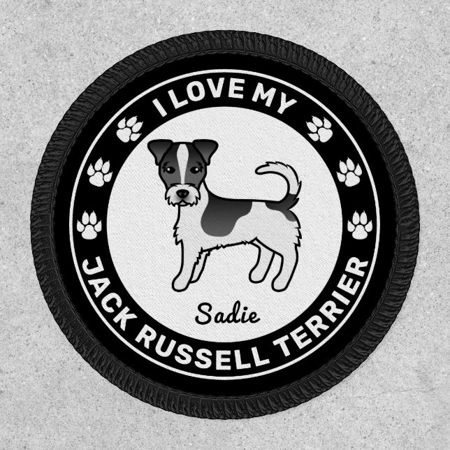 Black And White Rough Coat Jack Russell Terrier Patch (Front)