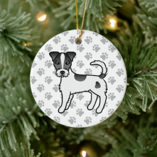 Black And White Rough Coat Parson Russell Terrier Ceramic Ornament