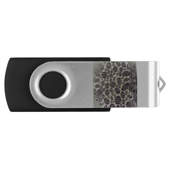 Black and white round abstract art design flash drive (Front)