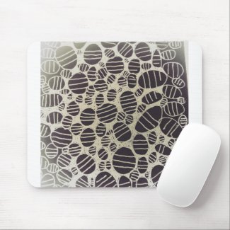 Black and white round abstract art design mouse pad