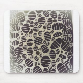 Black and white round abstract art design mouse pad