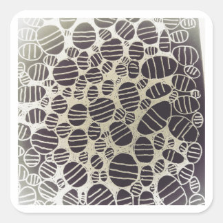 Black and white round abstract art design square sticker