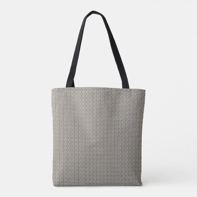 Black and white round abstract art design tote bag (Back)