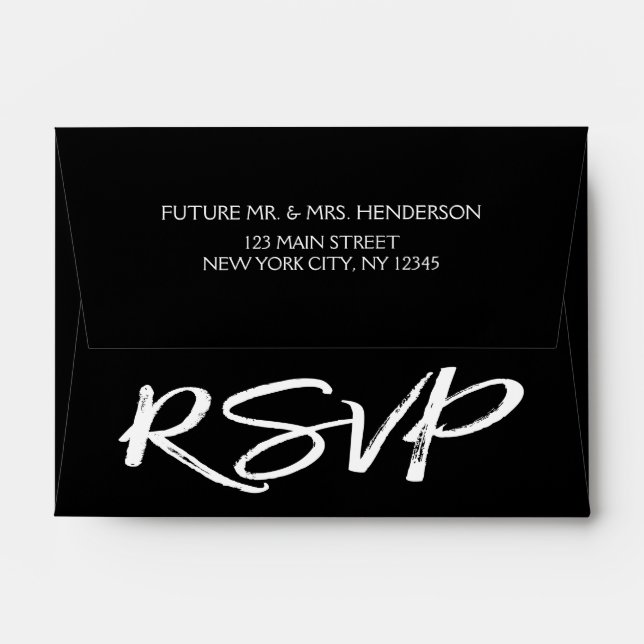Black and White RSVP Envelope (Back (Top Flap))