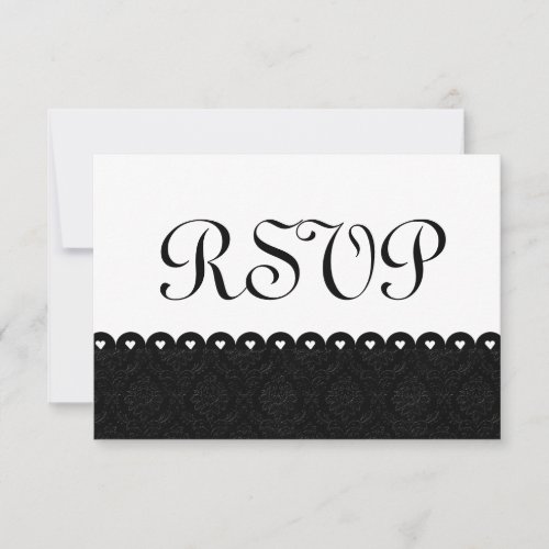 Black and White RSVP Hearts Scalloped Lace V005