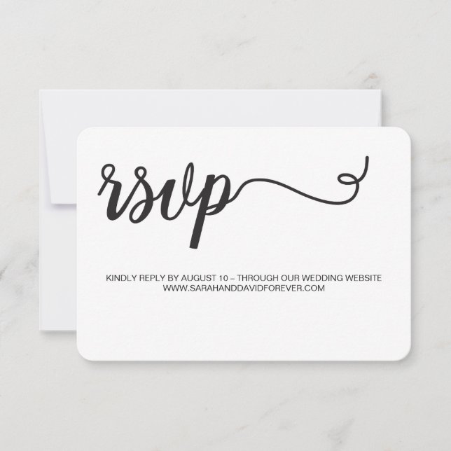 Black and white RSVP website card without mailing (Front)