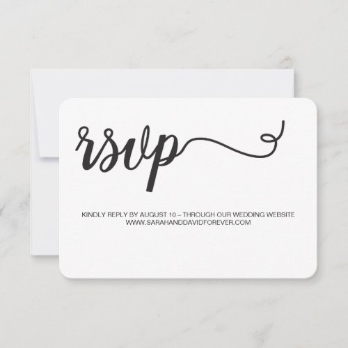 Black and white RSVP website card without mailing