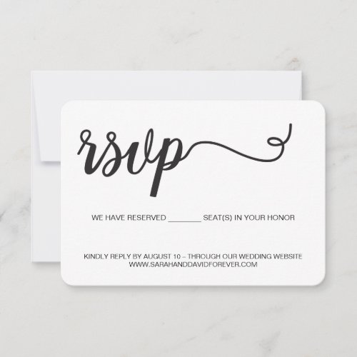 Black and white RSVP Wedding website card QR code