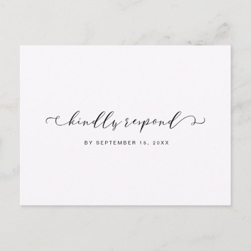 Black and White Rsvp with Calligraphy Meal Choice Invitation Postcard
