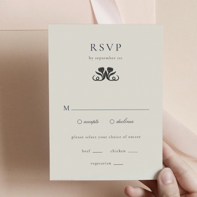 Black and White RSVP with Meals Enclosure Card (Black and White RSVP with meals enclosure card)