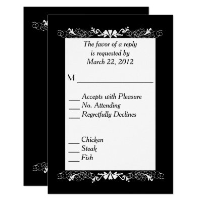 Black and White RSVP with Menu Choice Card