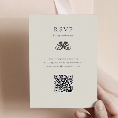 Black and White RSVP with QR code Enclosure Card