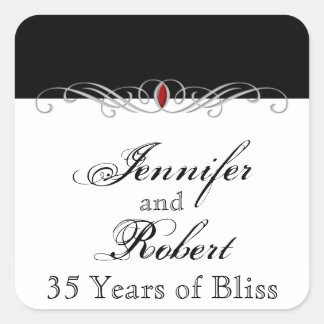 Black and White Ruby Accent Envelope Seal