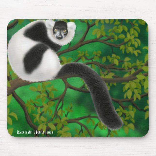 Black and White Ruffed Lemur Mousepad (Front)