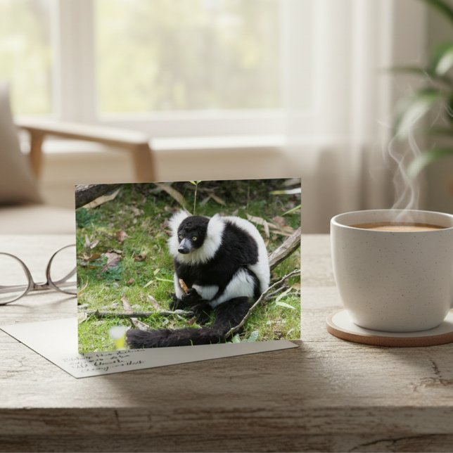 Black and White Ruffed Lemur: Wildlife Photography Postcard (Creator Uploaded)