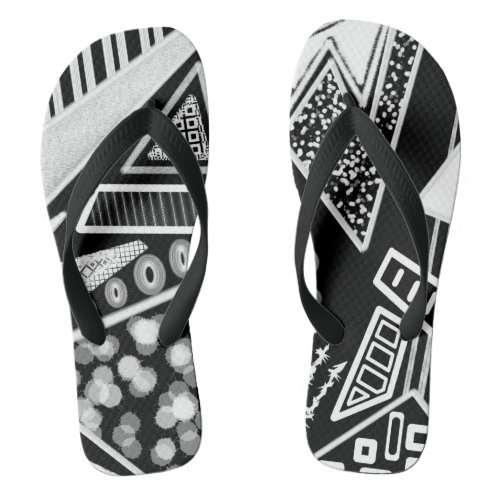 Black And White Runway Fashion Inspired Flip Flops