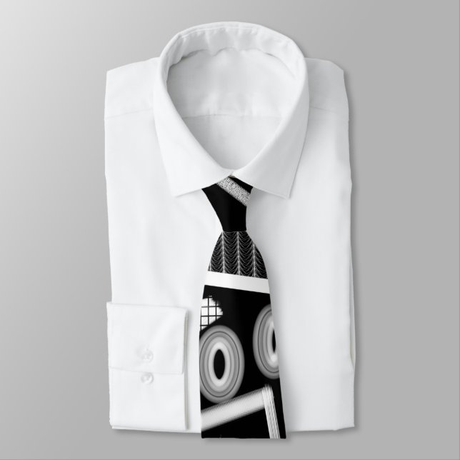 Black And White Runway Fashion Inspired Neck  Neck Tie (Tied)