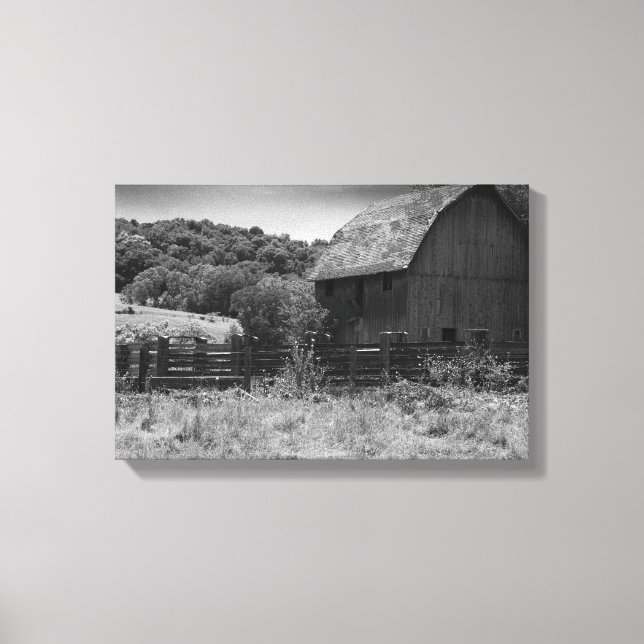 Black and White Rustic Barn Canvas Print (Front)