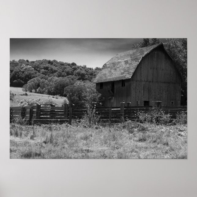 Black and White Rustic Barn Poster (Front)