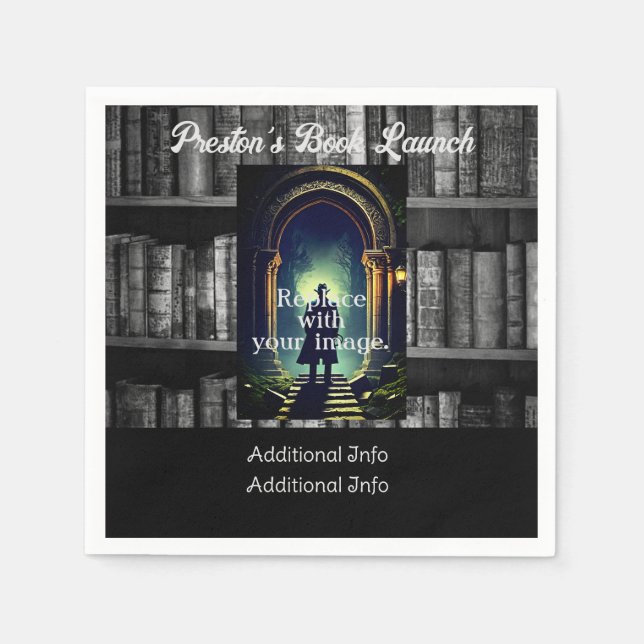 Black And White Rustic Bookshelves Background Napkins (Front)