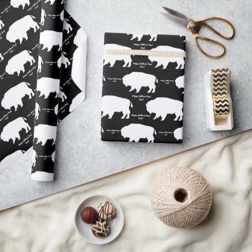 Black and White Rustic Buffalo Custom Message Wrapping Paper