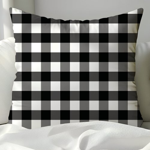 Custom Throw Pillows 6 Black And White Rustic Buffalo Plaid Checkered Throw Pillow