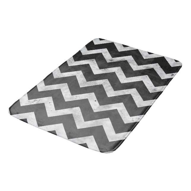 Black and white Rustic Chevron pattern Bath Mat (Angled)