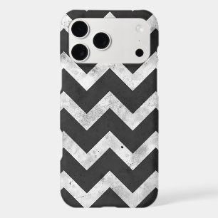Black and white Rustic Chevron pattern iPhone 17 Pro Max Case