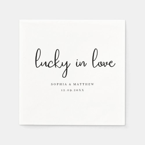 Black and White Rustic Lucky in Love  Napkins