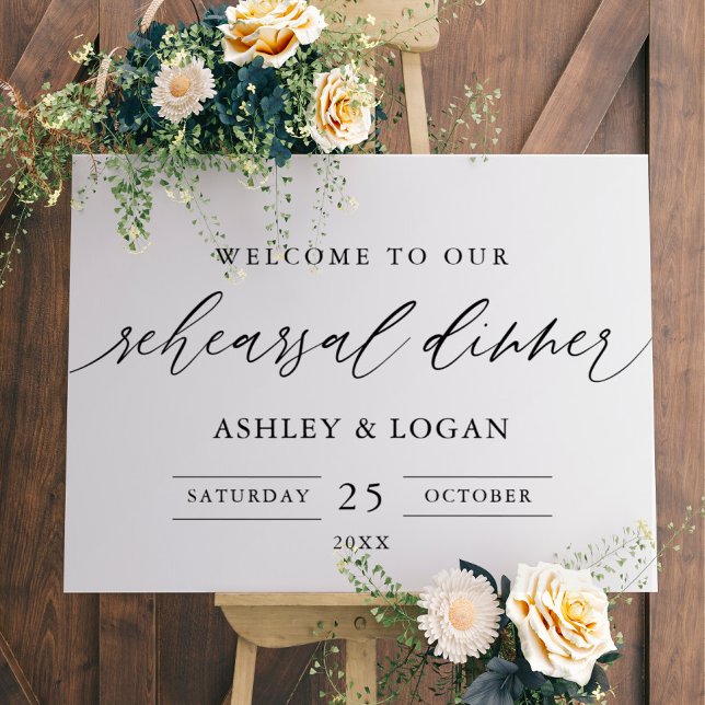 Black and White Rustic Rehearsal Dinner Welcome Foam Board (Creator Uploaded)