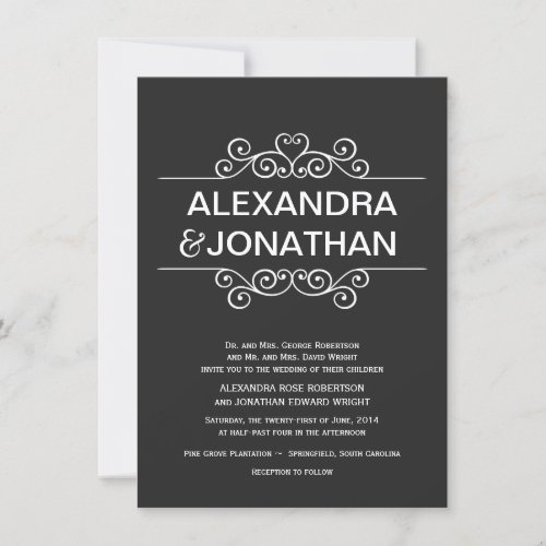 Black and White Rustic Wedding Invitations